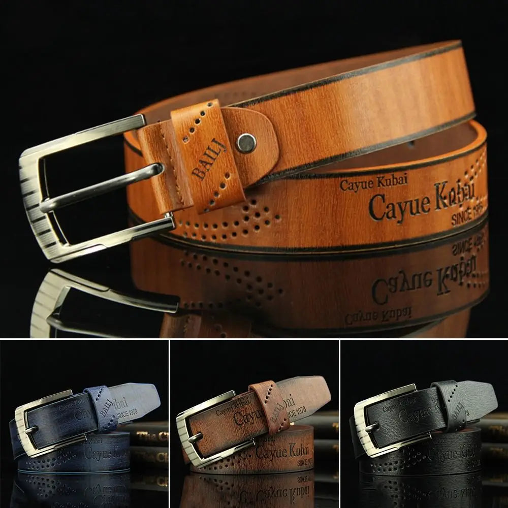 Ceinture en cuir pour homme avec boucle imprimée lettre Ceinture de cowboy Ceintures en alliage