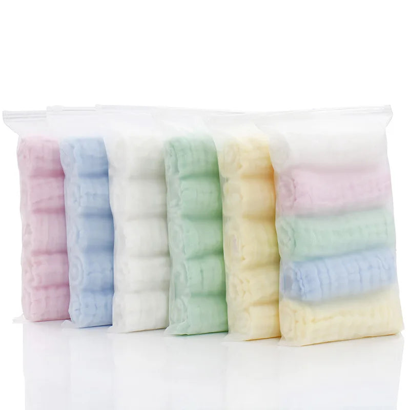 5er-Pack Babyhandtücher aus Musselin-Baumwolle, 6 Lagen