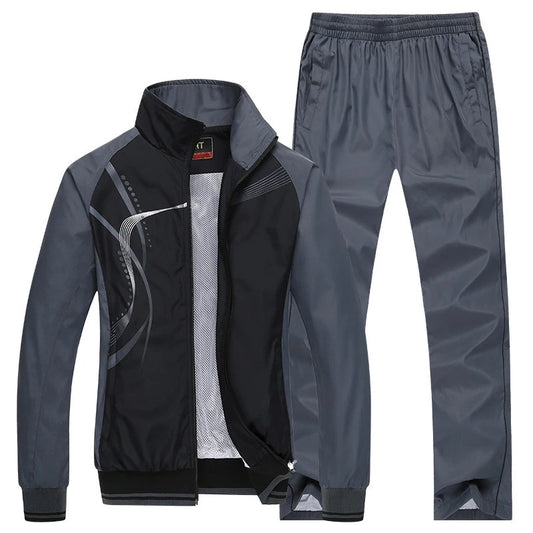 Survêtement de sport printemps/automne pour hommes - Ensemble veste et pantalon avec imprimé tendance