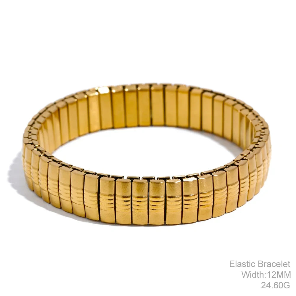 Bracelet jonc élastique en perles d'or fait à la main pour femme