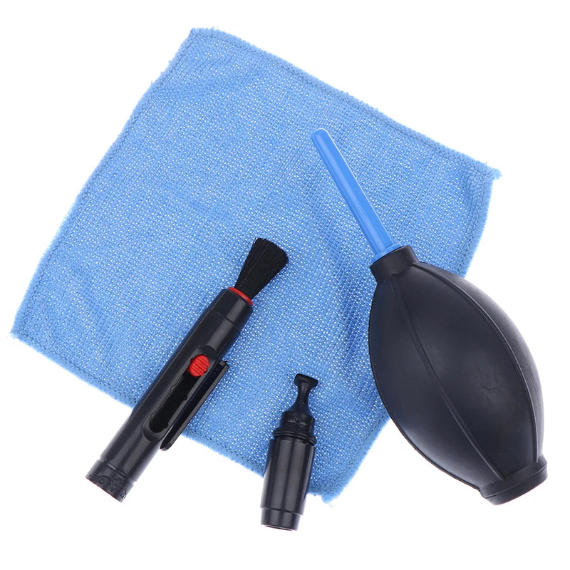 Kit de nettoyage pour appareil photo – Brosse/stylo/lingettes et souffleur d'air.