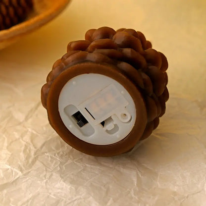 Battery-Operated Pineapple & Pine Cone LED Candle - Warm White