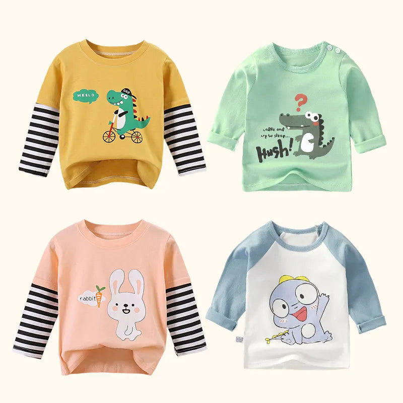 Baby Girls Cartoon Striped T-Shirt