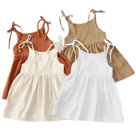 Robe en coton sans manches pour petites filles