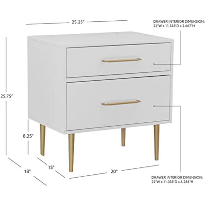 2-Drawer Nightstand-White