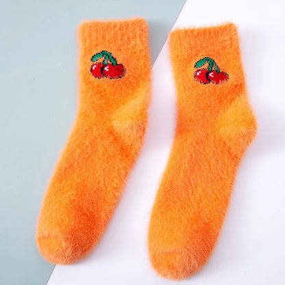 Plüschsocken aus Korallenfleece für Damen – rutschfeste, warme Bodensocken aus Strick