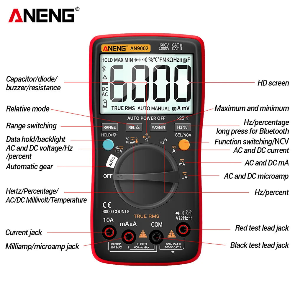 Multimètre numérique Bluetooth avec True RMS - AN9002