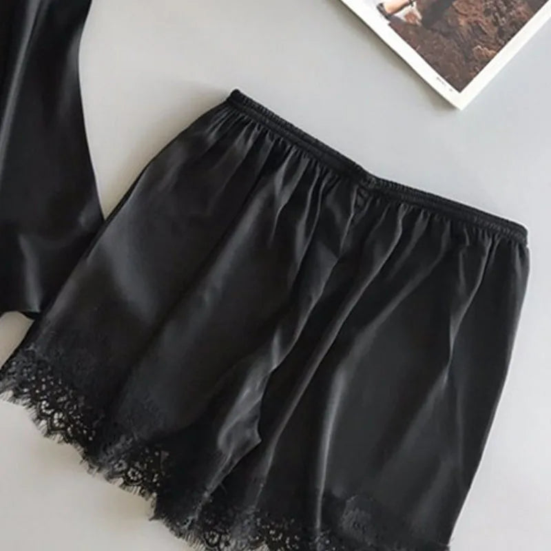 Women's Halter Pajamas 2-Piece Camisole Shorts Sexy Lace Breathable Comfort Wear