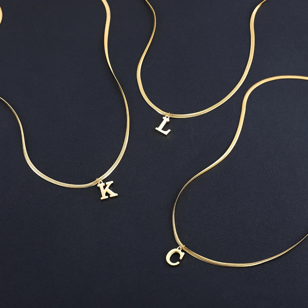 Gold-Plated A-Z Alphabet Pendant Necklace