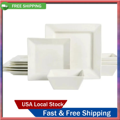 White Square Dinnerware Set - 12 Pieces