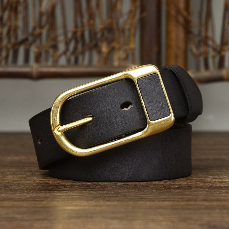 Vintage Brass Buckle Leather Belt