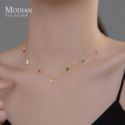 Rainbow Zirconia Silver Necklace
