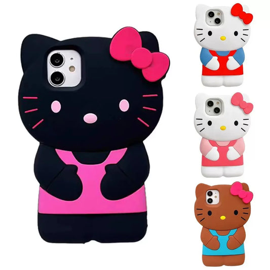 iPhone-Hülle aus Silikon mit Cartoon-Schwein und Glückskatze