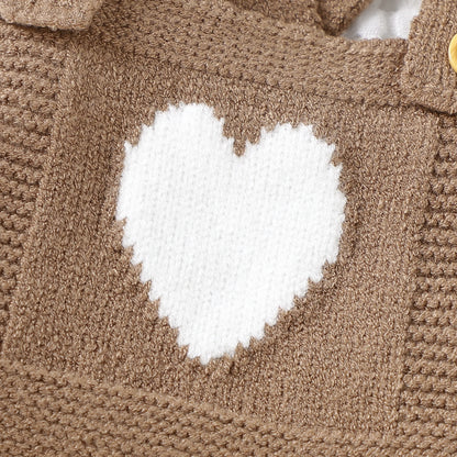 Heart-Shaped Sleeveless Knit Romper for Babies