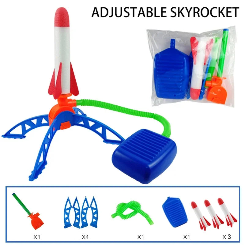 Kids Air-Powered Rocket Launcher - Foot Pump Soaring Toy