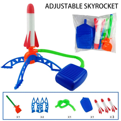 Kids Air-Powered Rocket Launcher - Foot Pump Soaring Toy