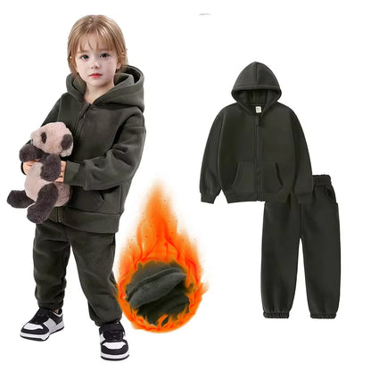 Toddler Winter Clothing with Plush Hooded Sweater