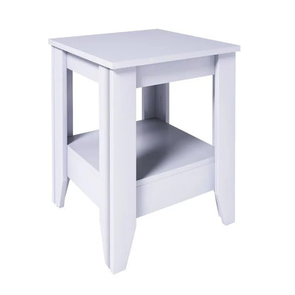 Modern White 2-Tier End Table