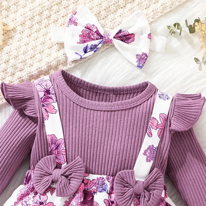 Adorable tenue florale rose pour bébé fille pour le printemps et l'automne