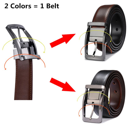 Ceinture réversible en cuir véritable