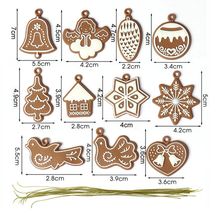 12 Assorted Plastic Gingerbread Man Ornaments for Tree Decor