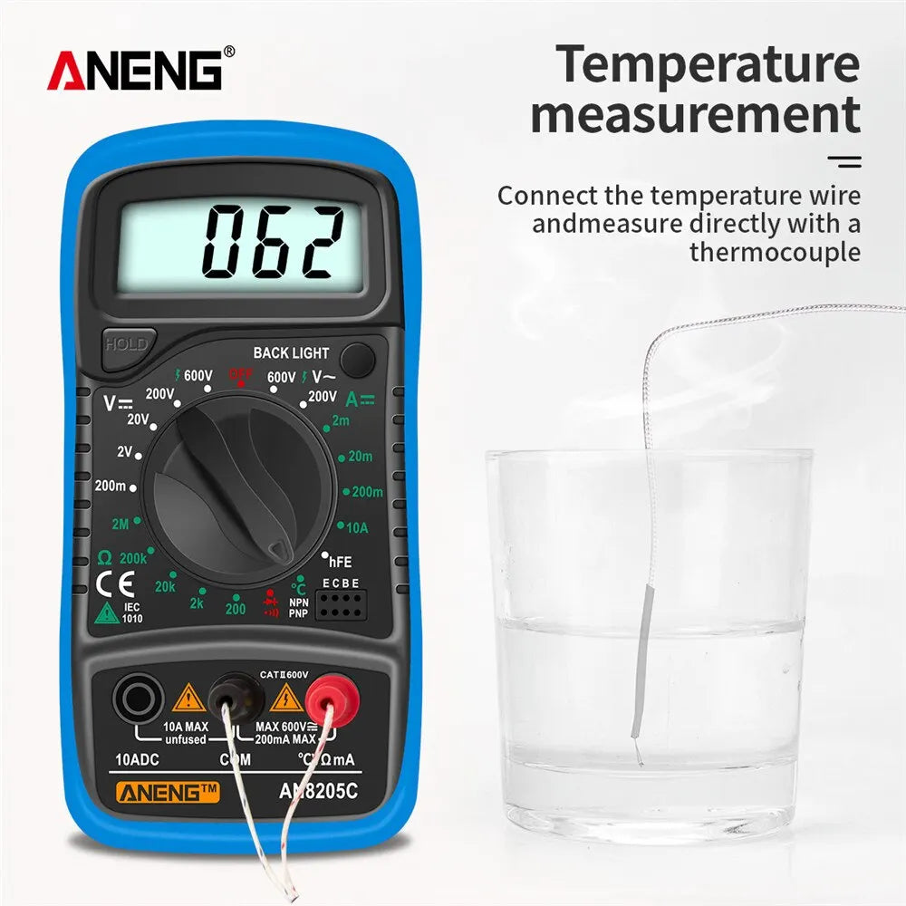 Multimètre numérique AN8205C - Ampèremètre AC/DC Volt Ohm Testeur