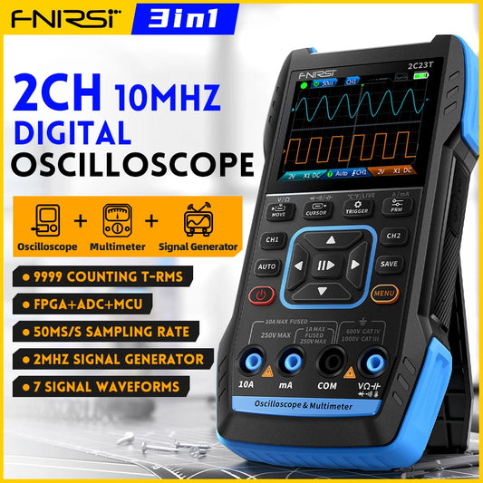 Dual Channel Oscilloscope Multimeter & Signal Generator - FNIRSI 2C23T