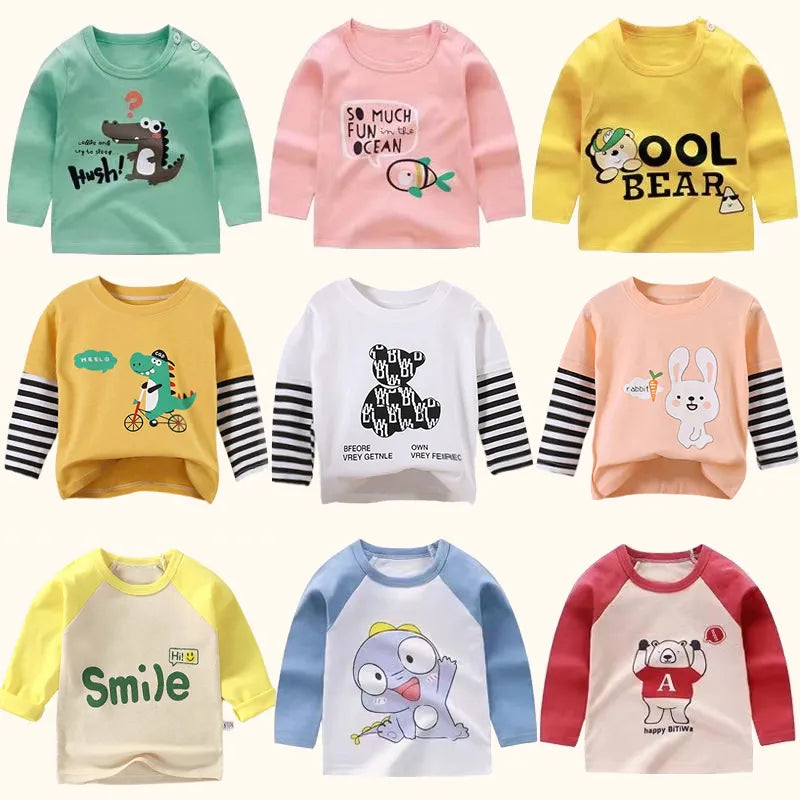 Baby Girls Cartoon Striped T-Shirt