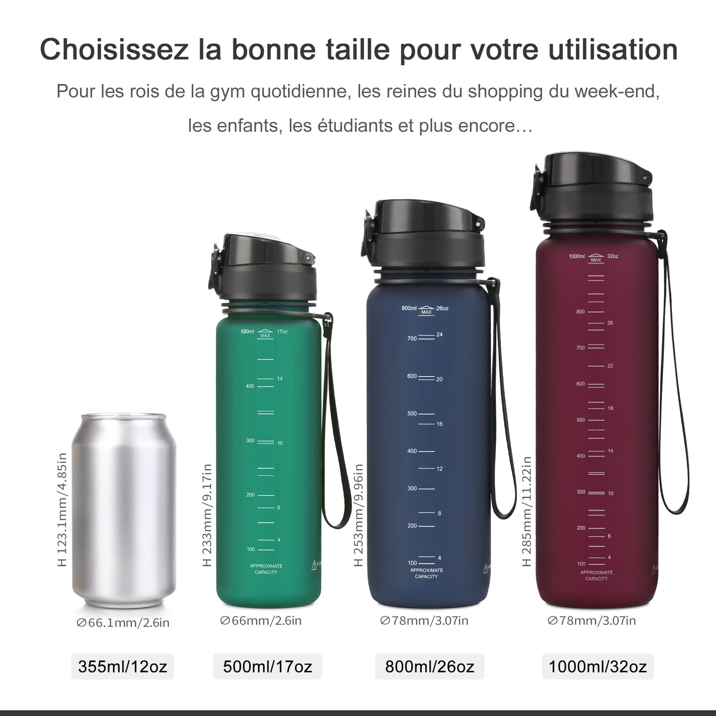 500/1000ML Sports Water Bottle - BPA Free