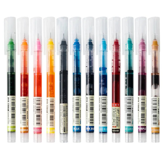 12-Color Set of Gel Pens with Fine Nibs & Big Ink Capacity