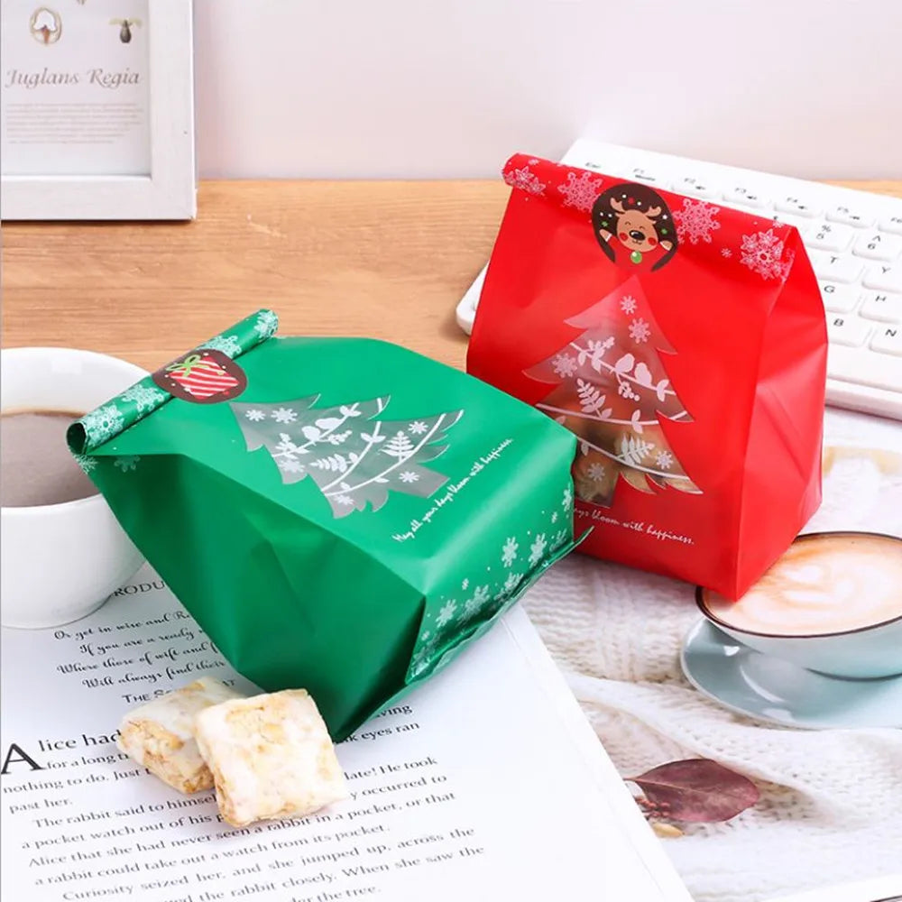 50/100pcs Snowflake Christmas Gift Bags - Candy & Treats