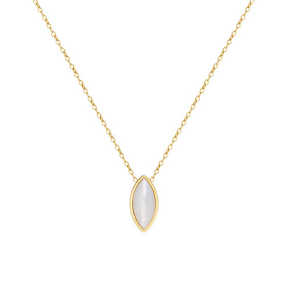18K Gold Plated Oval Pendant Necklace