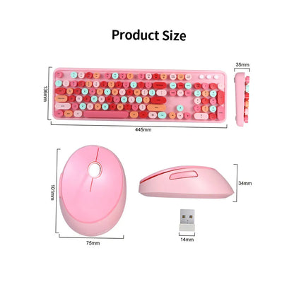 Kabellose Tastatur- und Maus-Kombination in Bonbonfarben