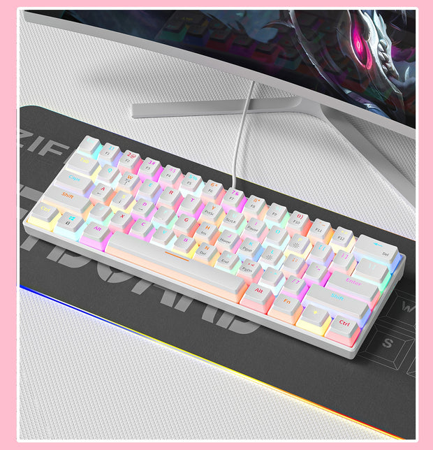 Cute 61-Key Pink Gaming Keyboard 🎮