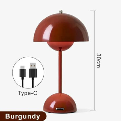 Lampe de table LED rechargeable en forme de bouton de fleur de champignon - Décor moderne
