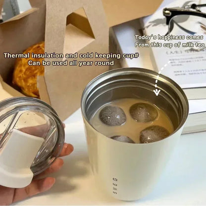 Milky White Insulated Stainless Steel Travel Tumbler Thermos Mug