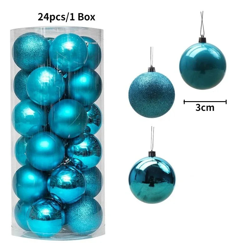 24 boules à suspendre pour arbre de Noël de 6 cm - Décorations de Noël