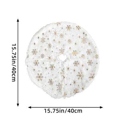 Plush Tree Skirt with Sequin Snowflakes for Festive Decor