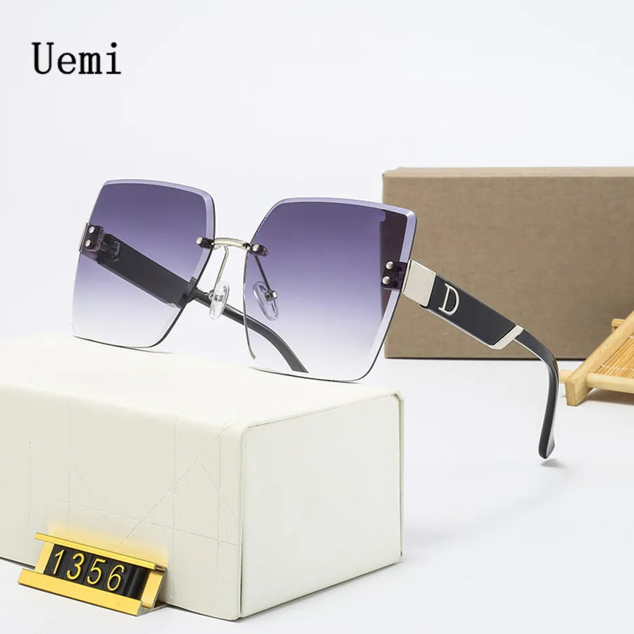 Randlose Unisex-Sonnenbrille mit quadratischem Rahmen, UV400-Brille