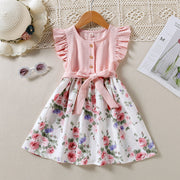 Lace Sleeve Floral Dress for Girls 3-8Y