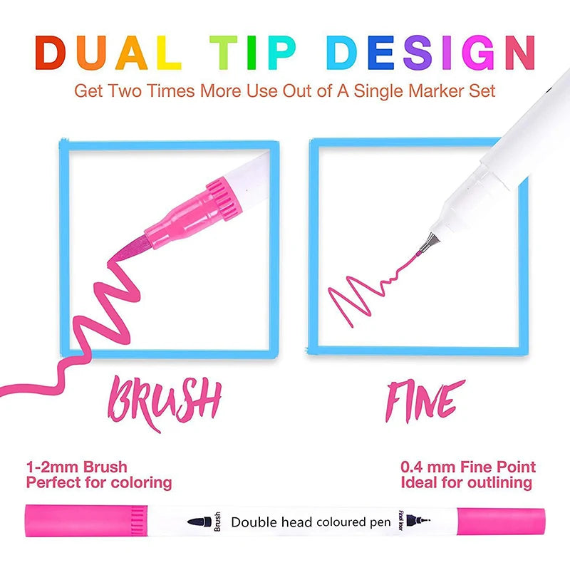 Double-Headed Watercolor Paint Brush Pen Set - 12-100 PCS