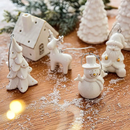 Ceramic Snow House Pendant Charming Christmas Tree Decoration