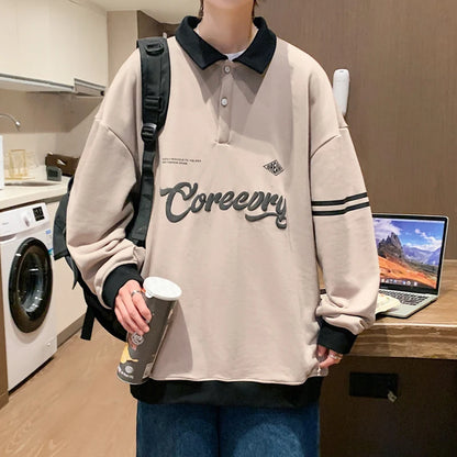 Sweat Oversize à Revers Contrasté Homme - Hip Hop Streetwear