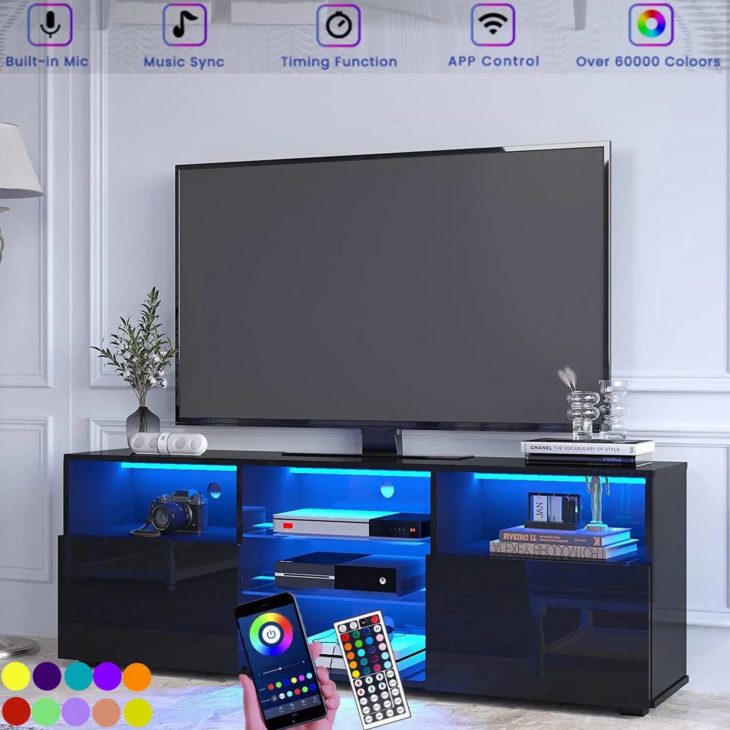 65-Inch TV Stand with LED Lights