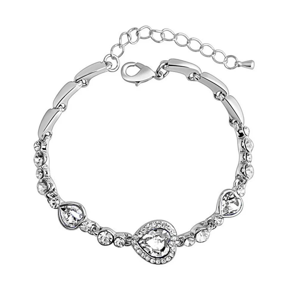 Blaues Kristall-Herz-Armband für Damen