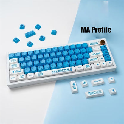 Profil PBT-Tastenkappen – Blau und Weiß – Gamer-Stil