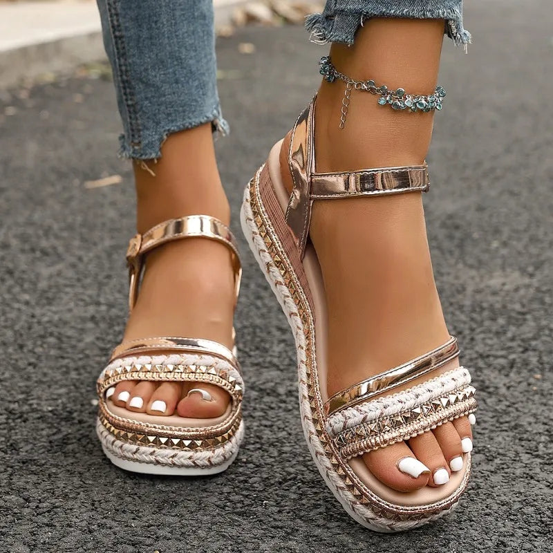 Women's Rivet Glam Ankle Strap Sandals