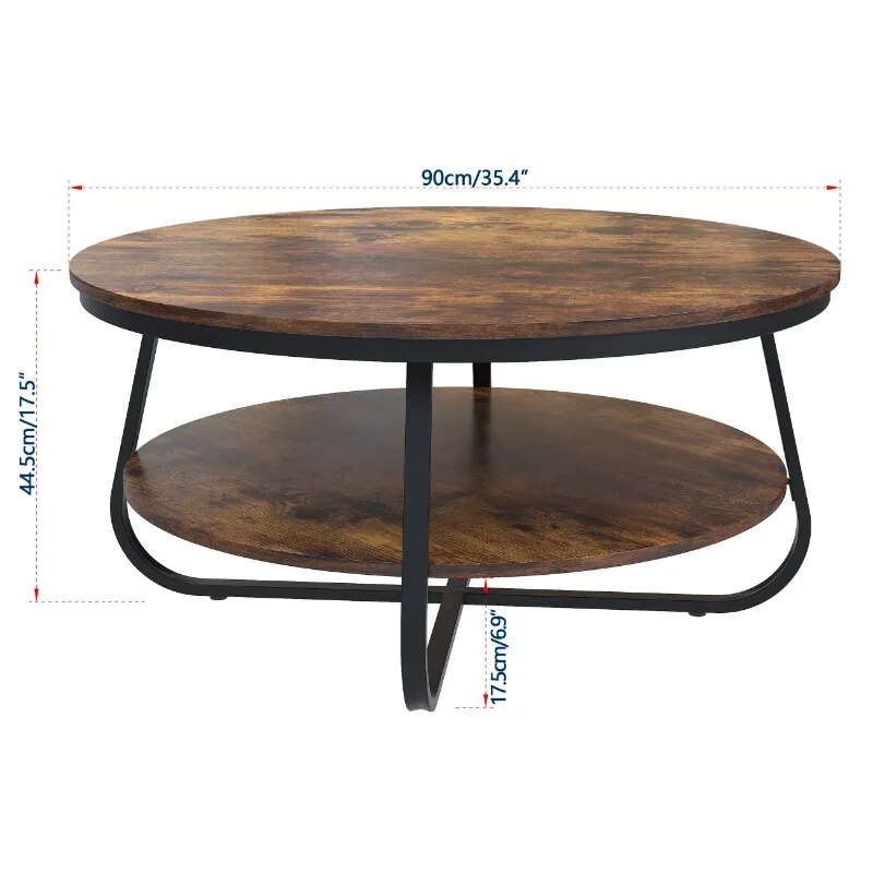 Table basse ronde avec rangement ouvert