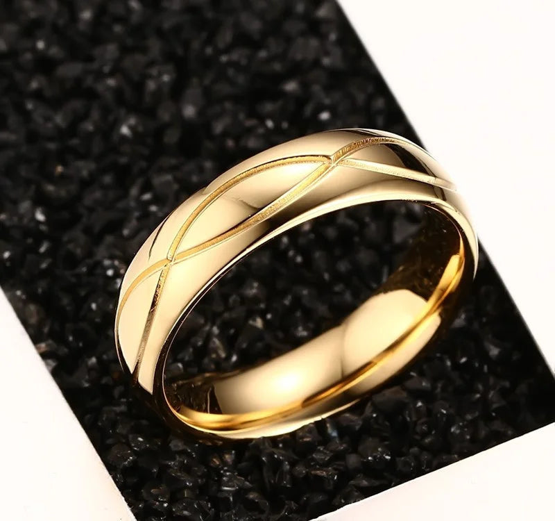 Gold Stainless Steel Wedding Bands for Couple