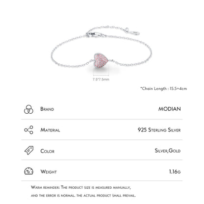 Pink Zircon Heart Bracelet - Romantic Gift